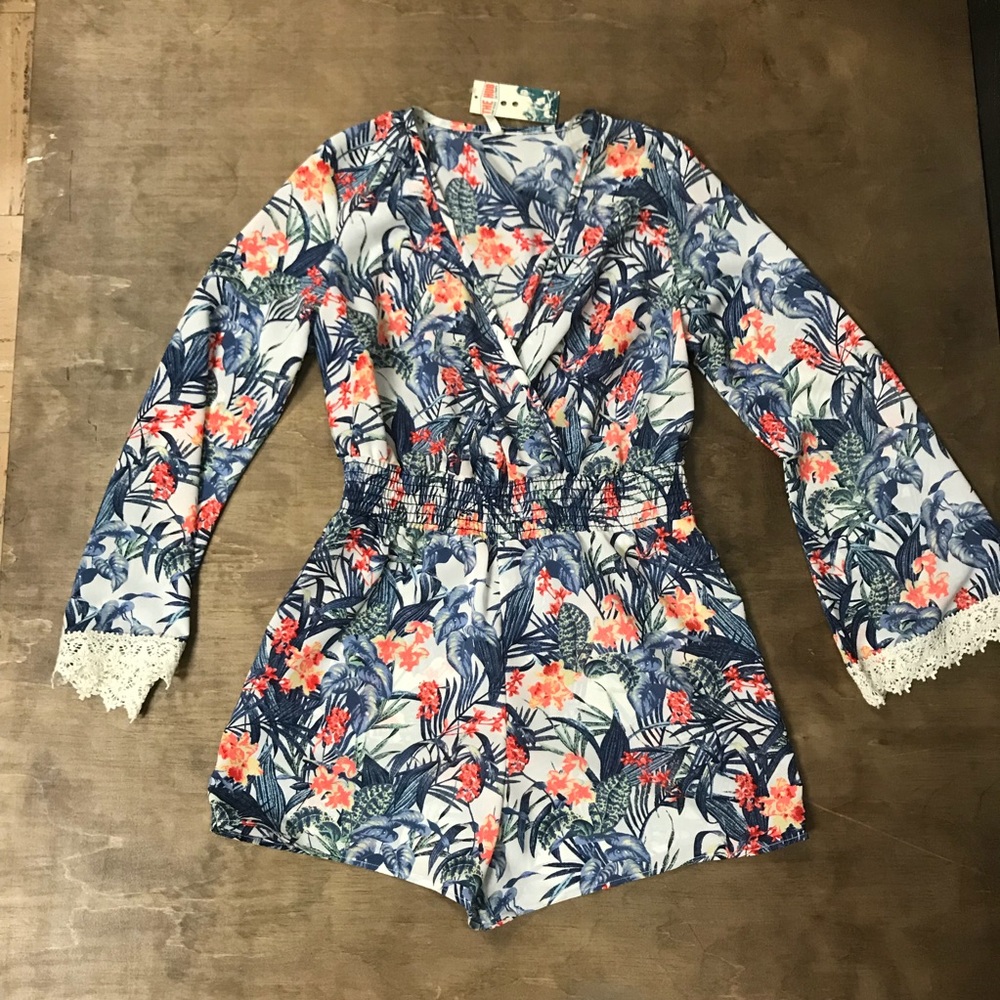 Long sleeve floral romper